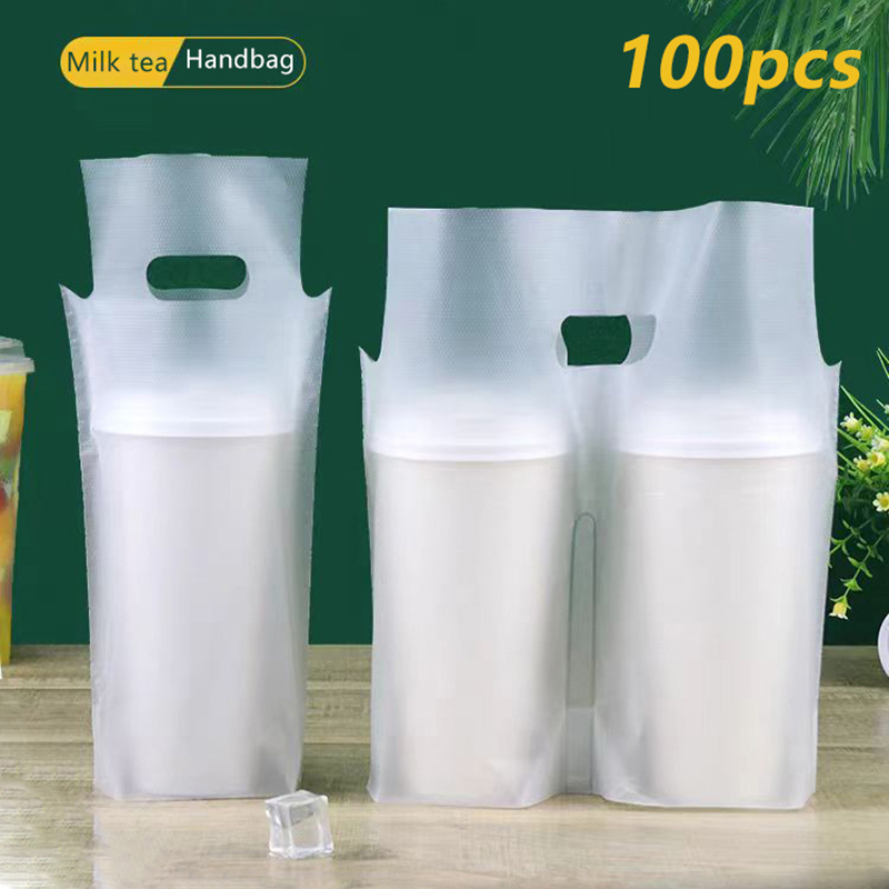 Coffee Tea Drink - 100Pcs Single/Double Cup Milk Tea Packaging