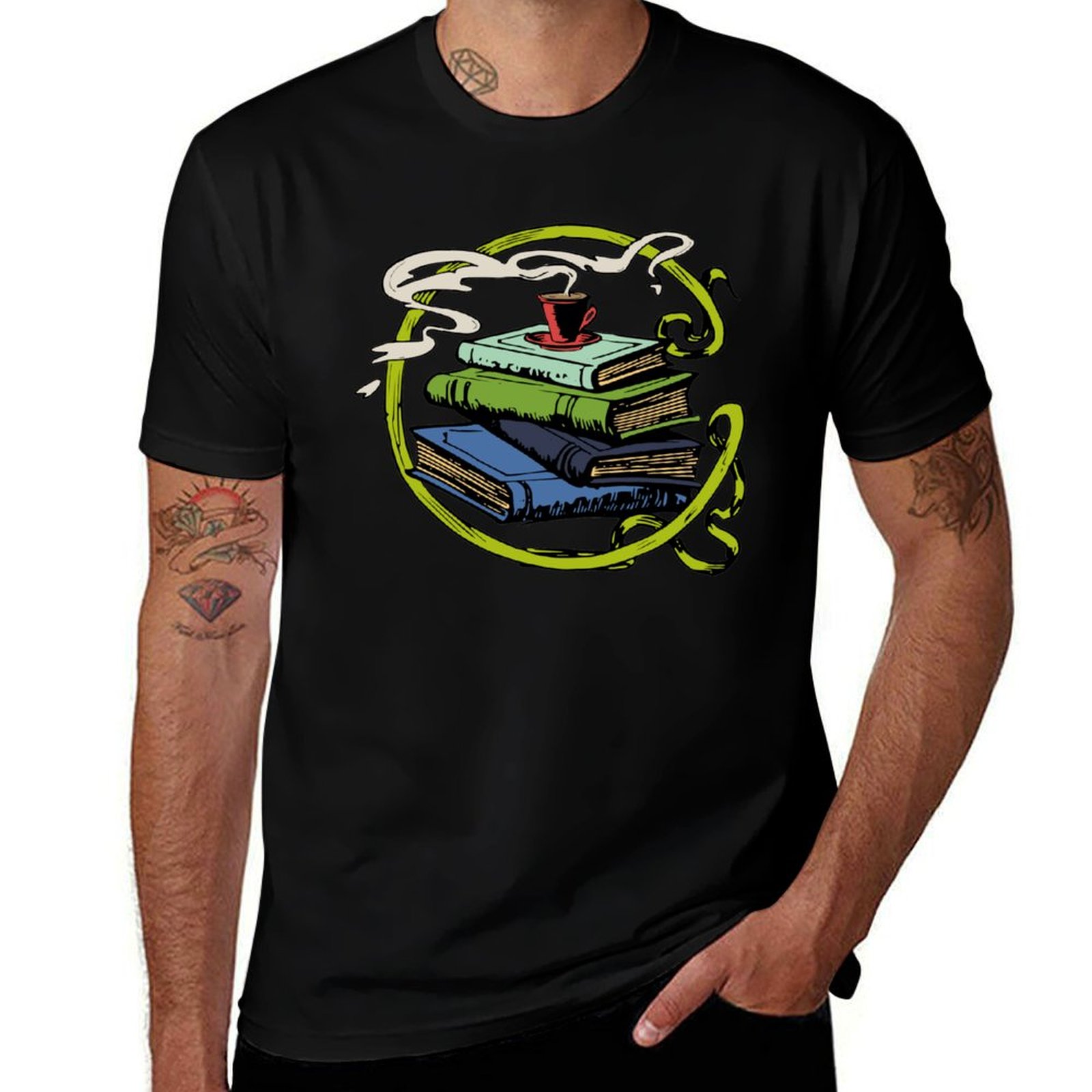 Coffee Tea Knits - Books Tea Coffee T-Shirt Casual Basic