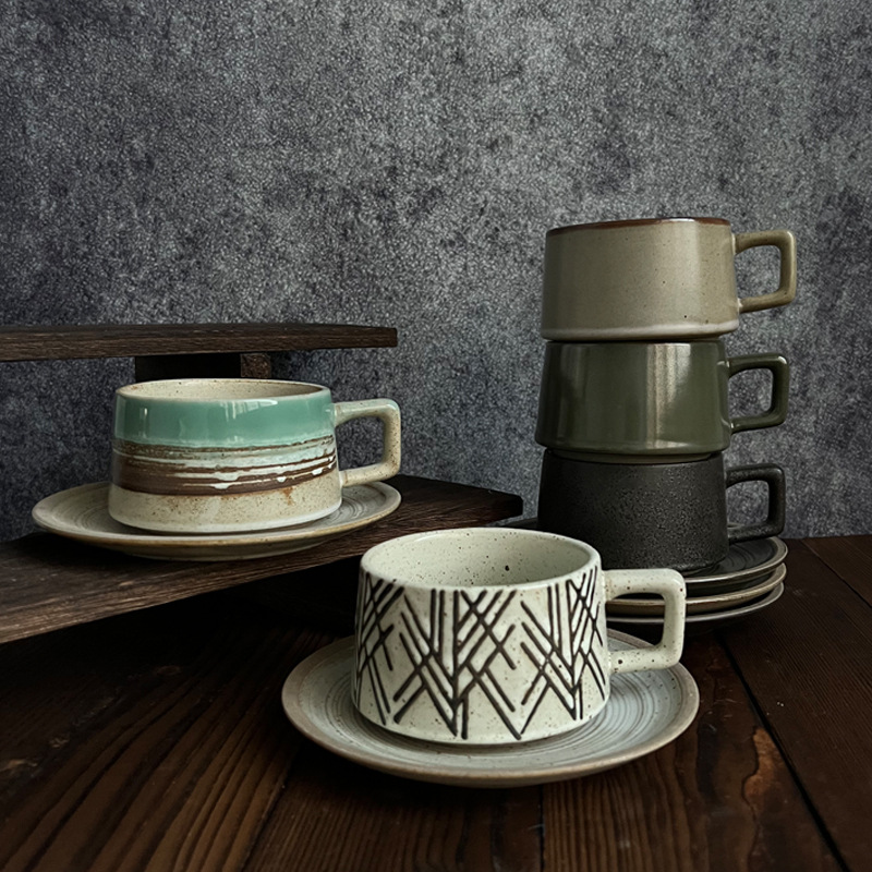 Retro Stoneware Coffee Cup & S - огляд і ціна Espresso Cup Saucer