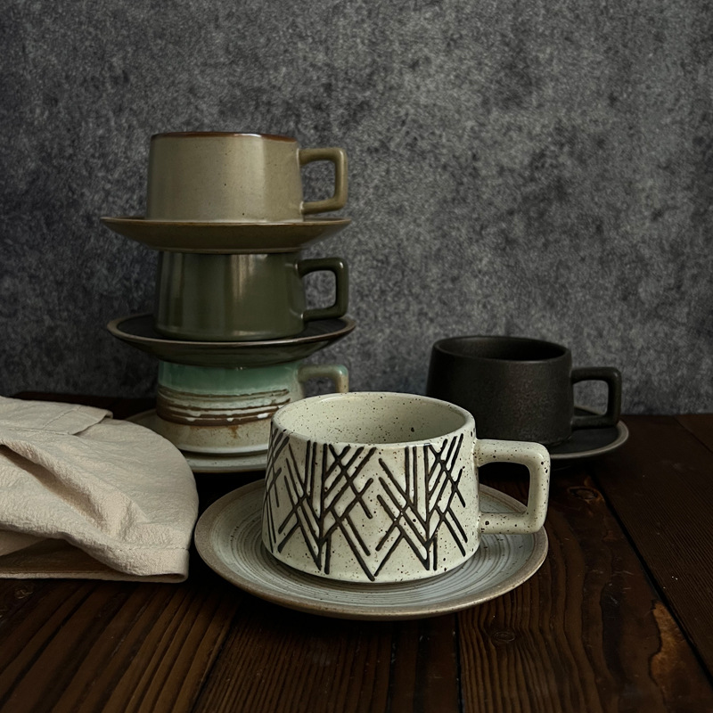 Retro Stoneware Coffee Cup & S - огляд і ціна Espresso Cup Saucer