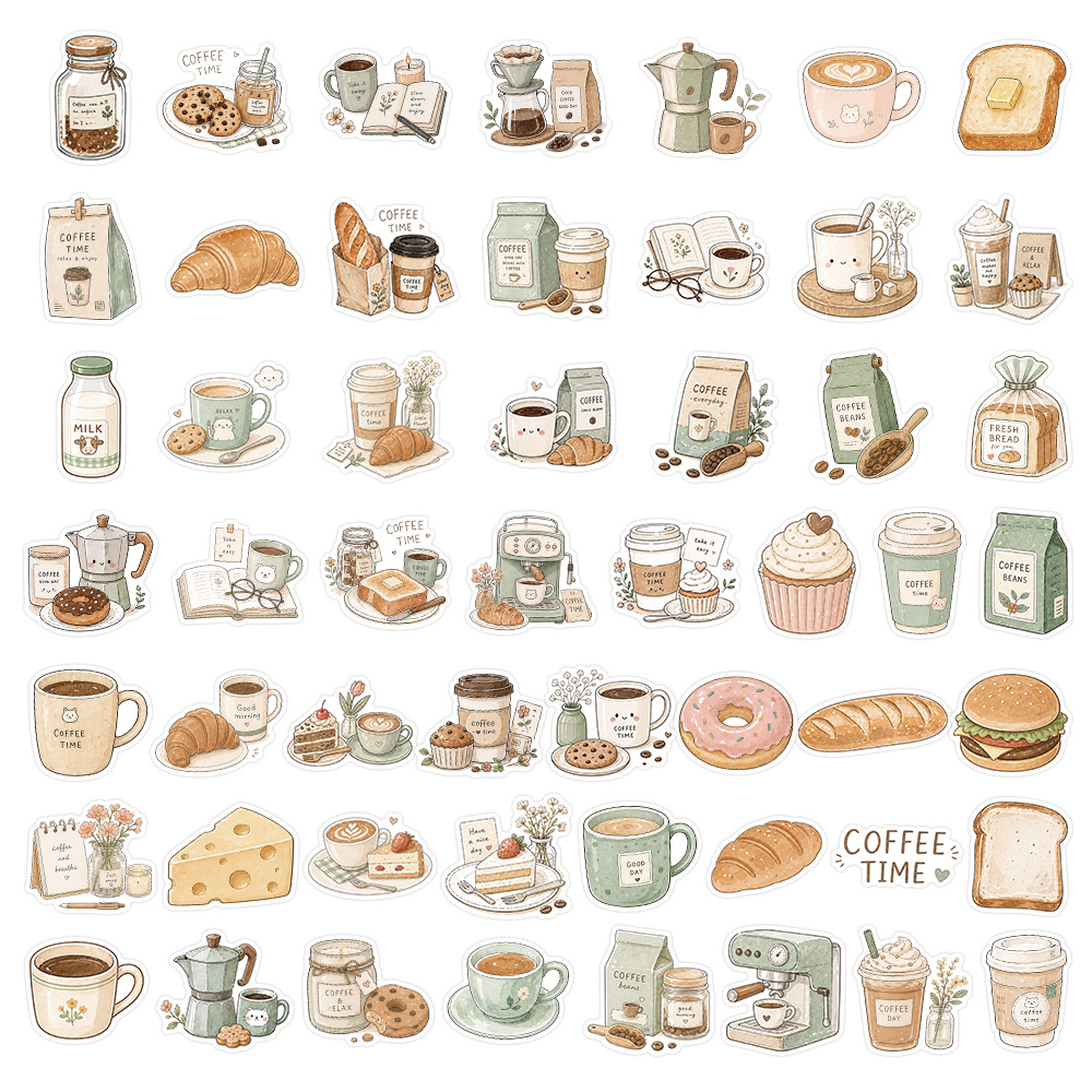 50-100 PCS Coffee Time Sticker - огляд і ціна Coffee Tea Journal
