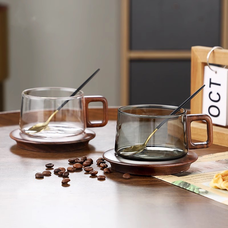 Wood Handle Coffee Mug With Sp - огляд і ціна Espresso Cup Saucer