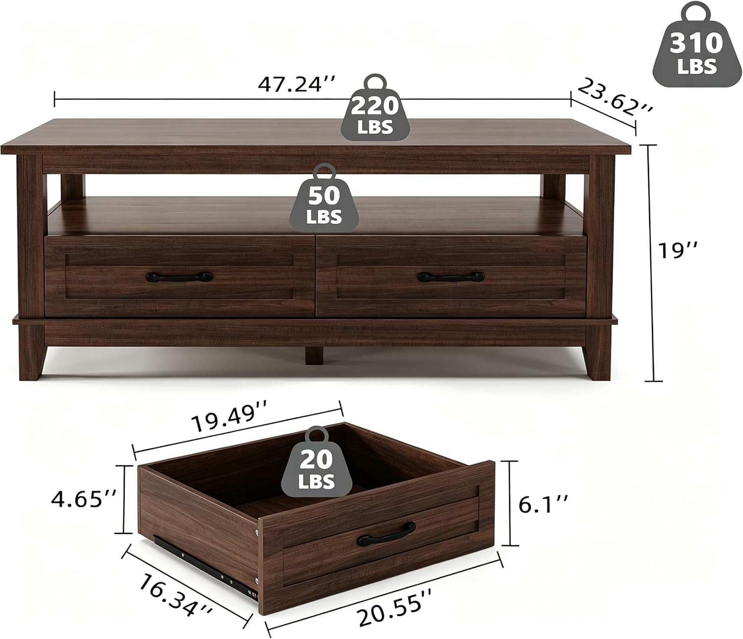 Farmhouse Coffee Table With St - огляд і ціна Coffee Tea Display