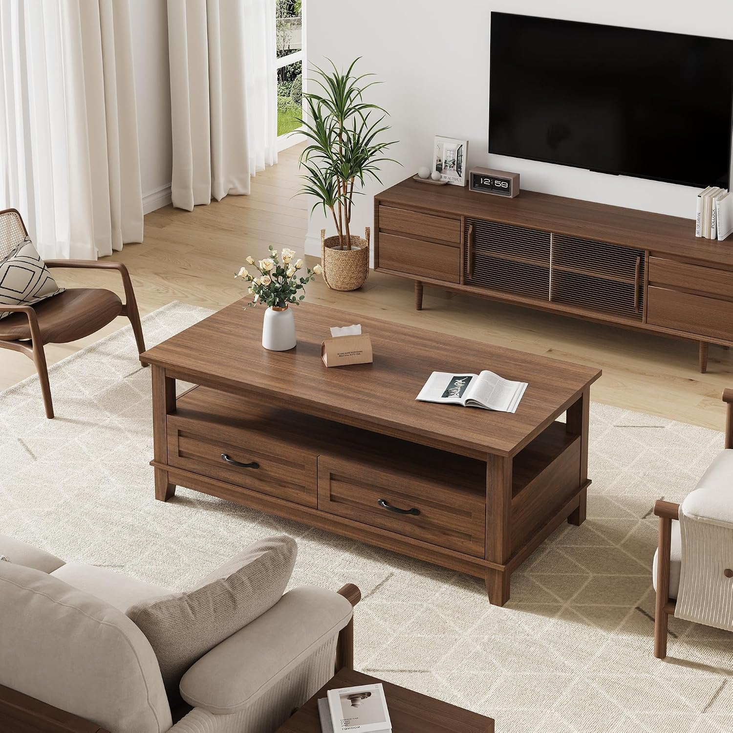 Farmhouse Coffee Table With St - огляд і ціна Coffee Tea Display