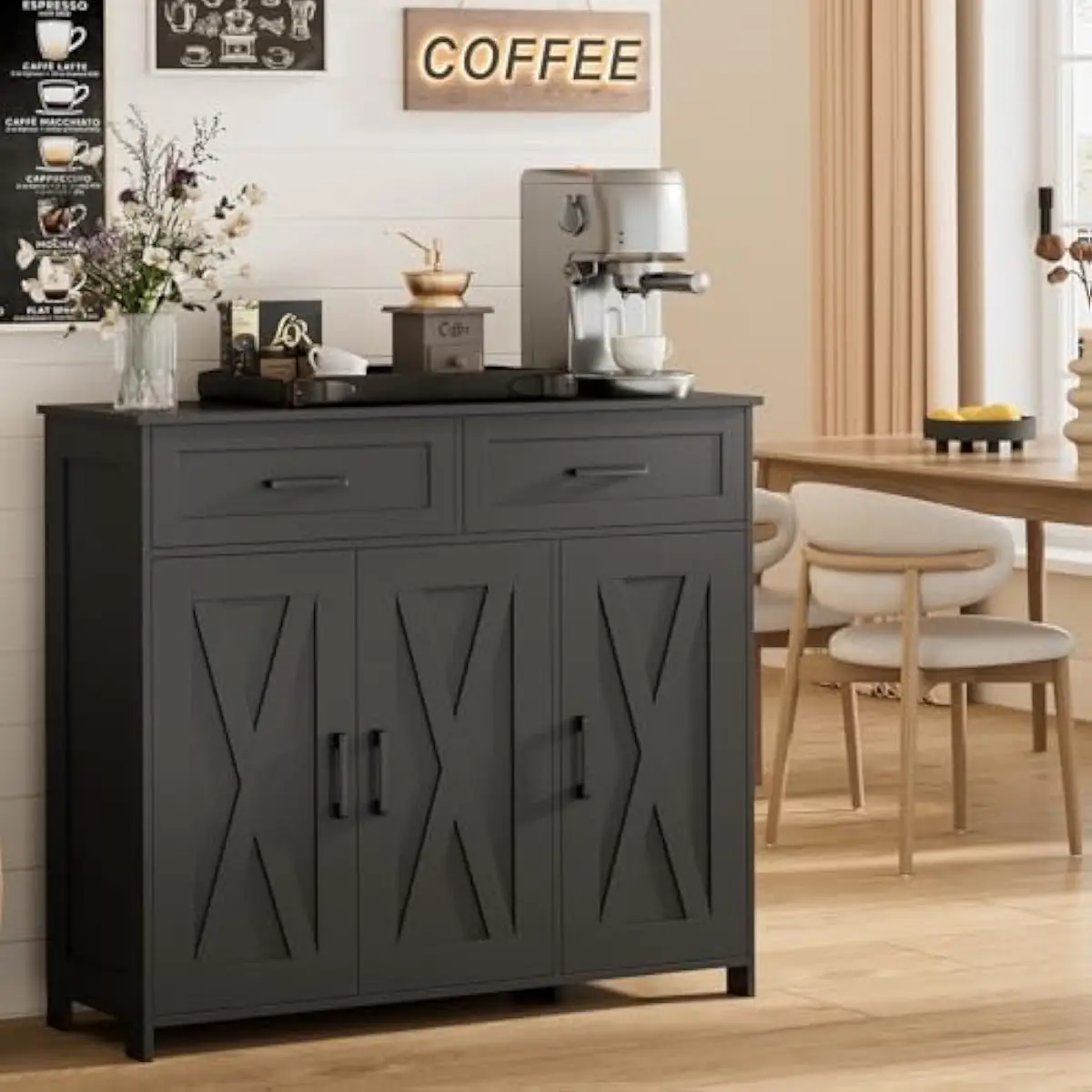Coffee Bar Storage Cabinet wit - огляд і ціна Coffee & Tea Restaurant