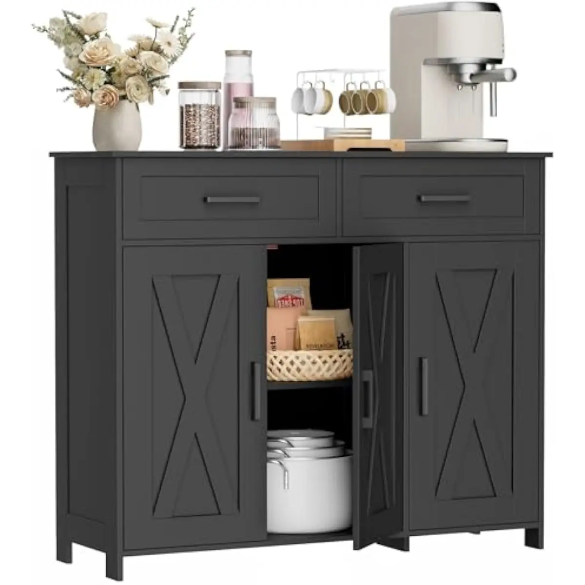 Coffee Bar Storage Cabinet wit - огляд і ціна Coffee & Tea Restaurant